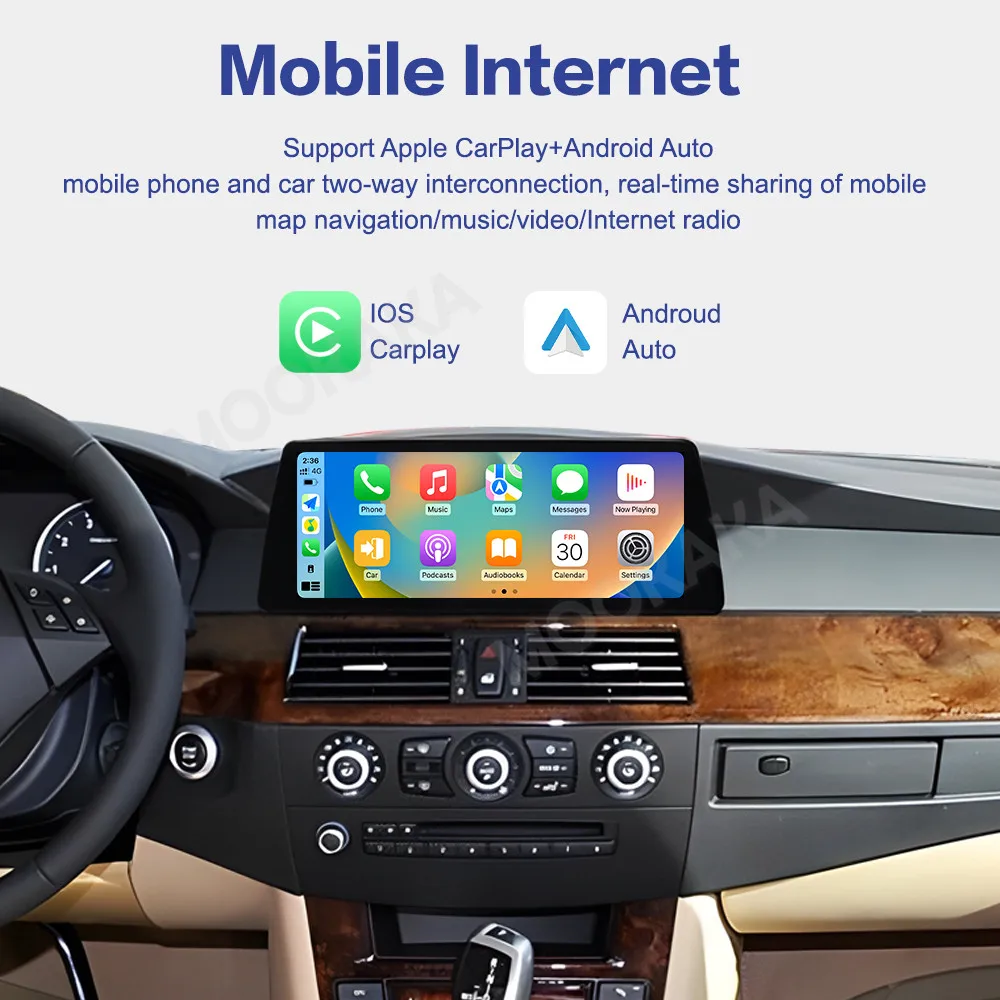 

Linux System Touch Screen Wireless Carplay Multimedia With Y-tube For BMW 5 Series E60 E61 E63 E64 2004 - 2010 Android auto Auto