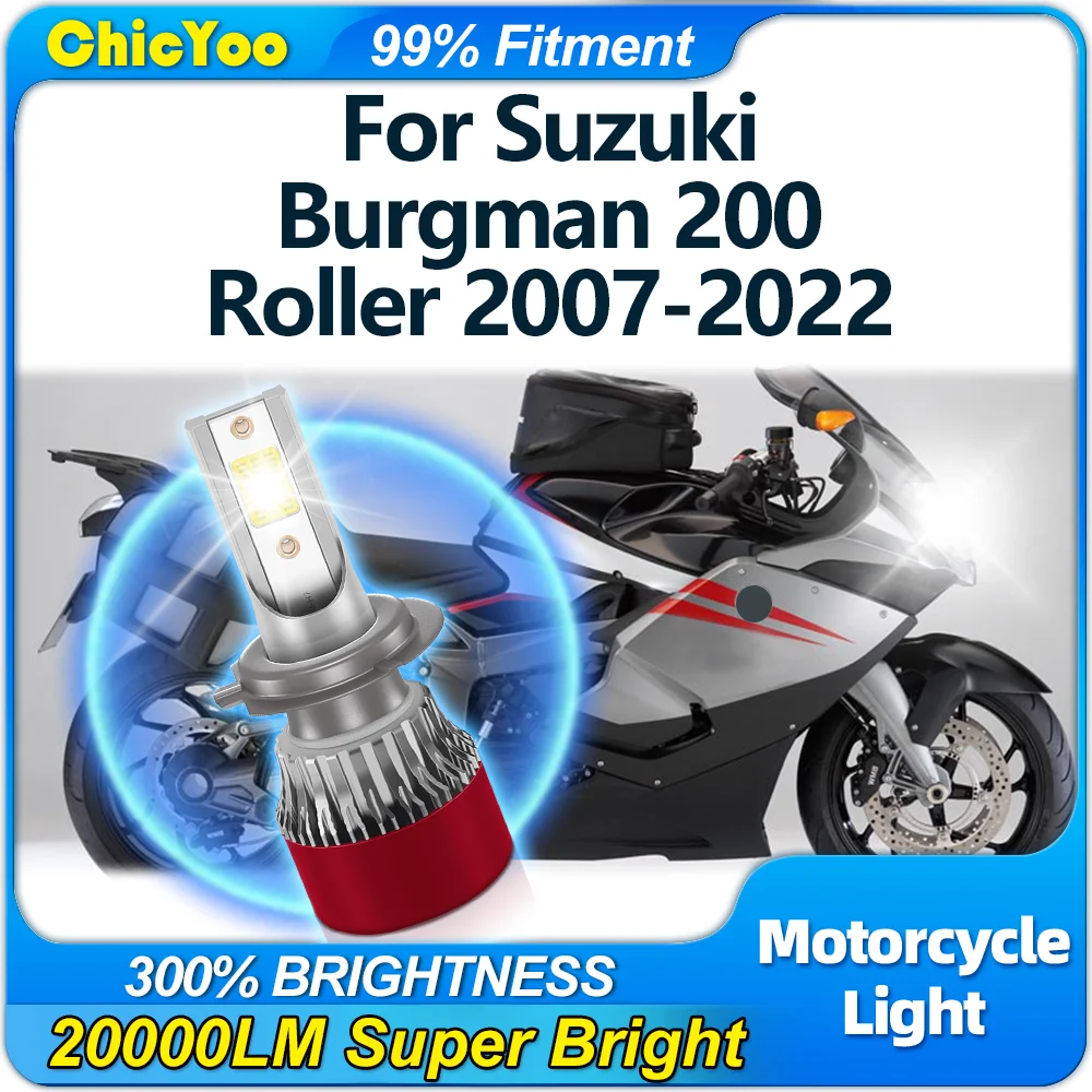

H7 LED Motorcycle Headlight Bulb 120W High Power Moto Headlamp For Suzuki Burgman 200 Roller 2007-2017 2018 2019 2020 2021 2022