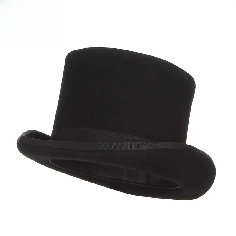 GEMVIE 13.5cm 100% filc wełniany Top Hat Dla Mężczyzn Fedoras Dla Kobiet Mad Hatter Caps Cylinder Hat Gentleman Derby Hat Magician Cap — zdjęcie 2