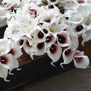 Лилии пеорхидея каскадная, цветочный букет невесты, свадебный букет подружки невесты, искусственные натуральные на ощупь лилии, бутик невесты