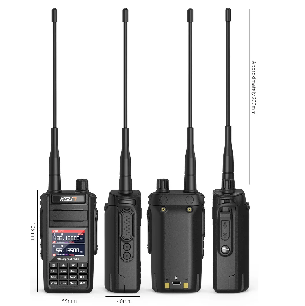 KSUT UV65P Long Range Walkie Talkie IP68 Waterproof Air Band Ham Radio UHF VHF FM Transceiver Communication Wireless Device