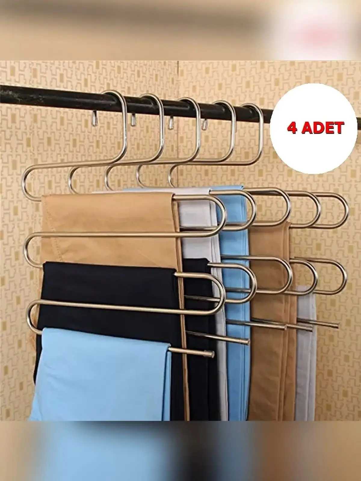 5 Layer Metal Pants Scarf And Clothes Hanger Strap 4 Pieces Multi-functional Garment Rack Drying Strap Storage Organizer