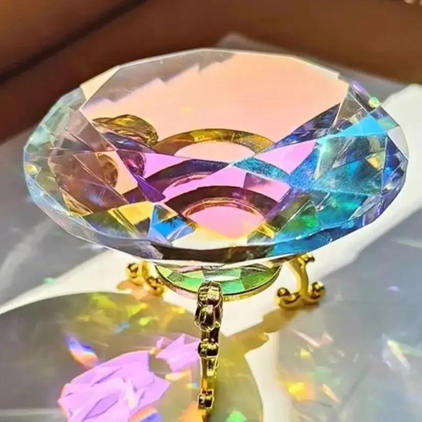 Prisme arc-en-ciel décoratif diamant cristal coloré K9, presse-papiers, diamants en verre, 30-80mm