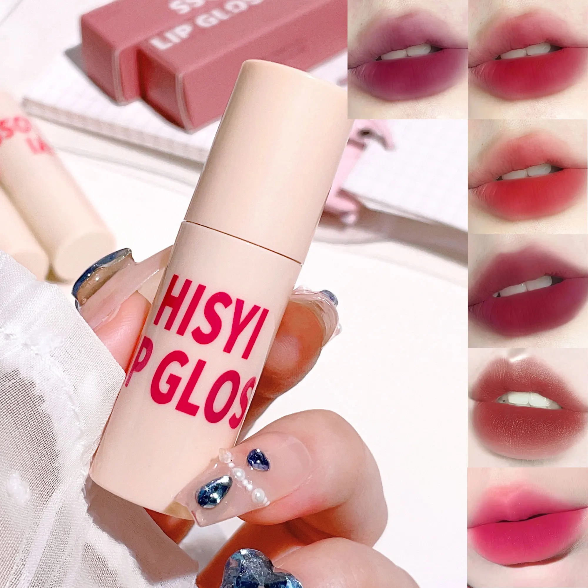 HISYI Airy Matte Velvet Lipstick, Non-Stick Long-Lasting Flawless Pseudo-Nude Whitening Smudge-Proof Perfect for Students