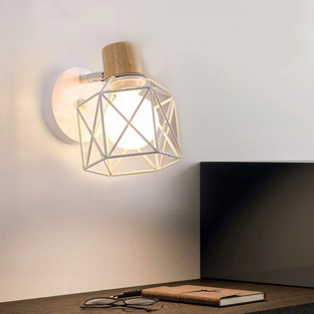 Modern Wood LED Wall Light Sconce Metal Living Room Nordic Bedside Lamp Bedroom Ceiling Lampshade Decor Lighting lampara led E27