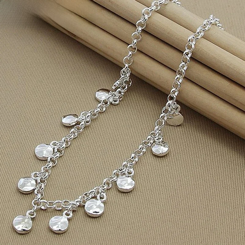 SHSTONE 925 Sterling Silver okrągły łańcuszek z fasolą naszyjnik dla kobiet wysokiej jakości biżuteria ślubna zaręczynowa — zdjęcie 2