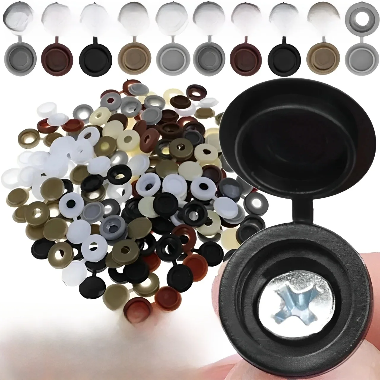 Couvercle à vis en plastique blanc noir gris, une pièce, couvercle à vis, écrous à ongles, boulons, couvercle décoratif, couvercles laides pliants