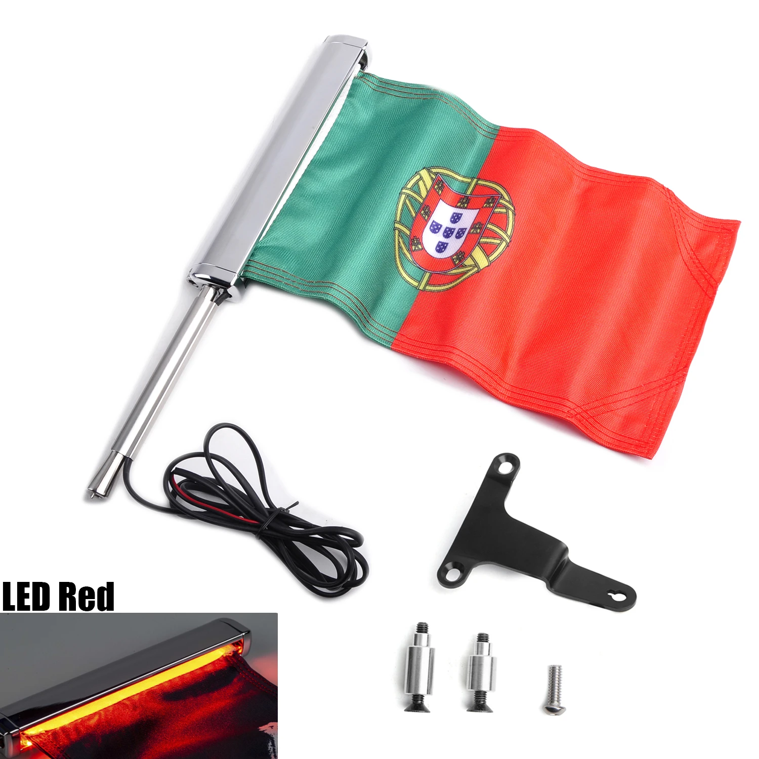 Panic-aksesori motor sayap emas GL1800 untuk honda Portugal dekorasi bendera penumpang bagasi LED kelompok bendera tiang bendera pelindung