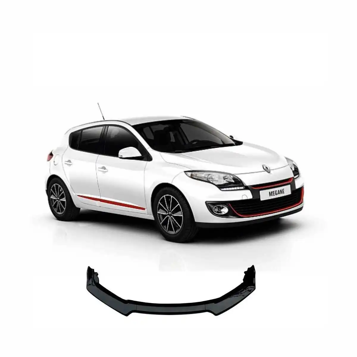 Front Bumper Attachment Lip For RENAULT MEGANE 3  2008-2012 Piano Black Auto Styling Modified diffuser spoiler car accessories