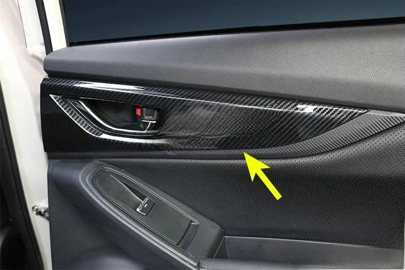 4Pcs Carbon Fiber Interior Door Handle Surrounds Cover Trims For Subaru Impreza Crosstrek XV 2017 2018 2019 2020 2021 2022 2023