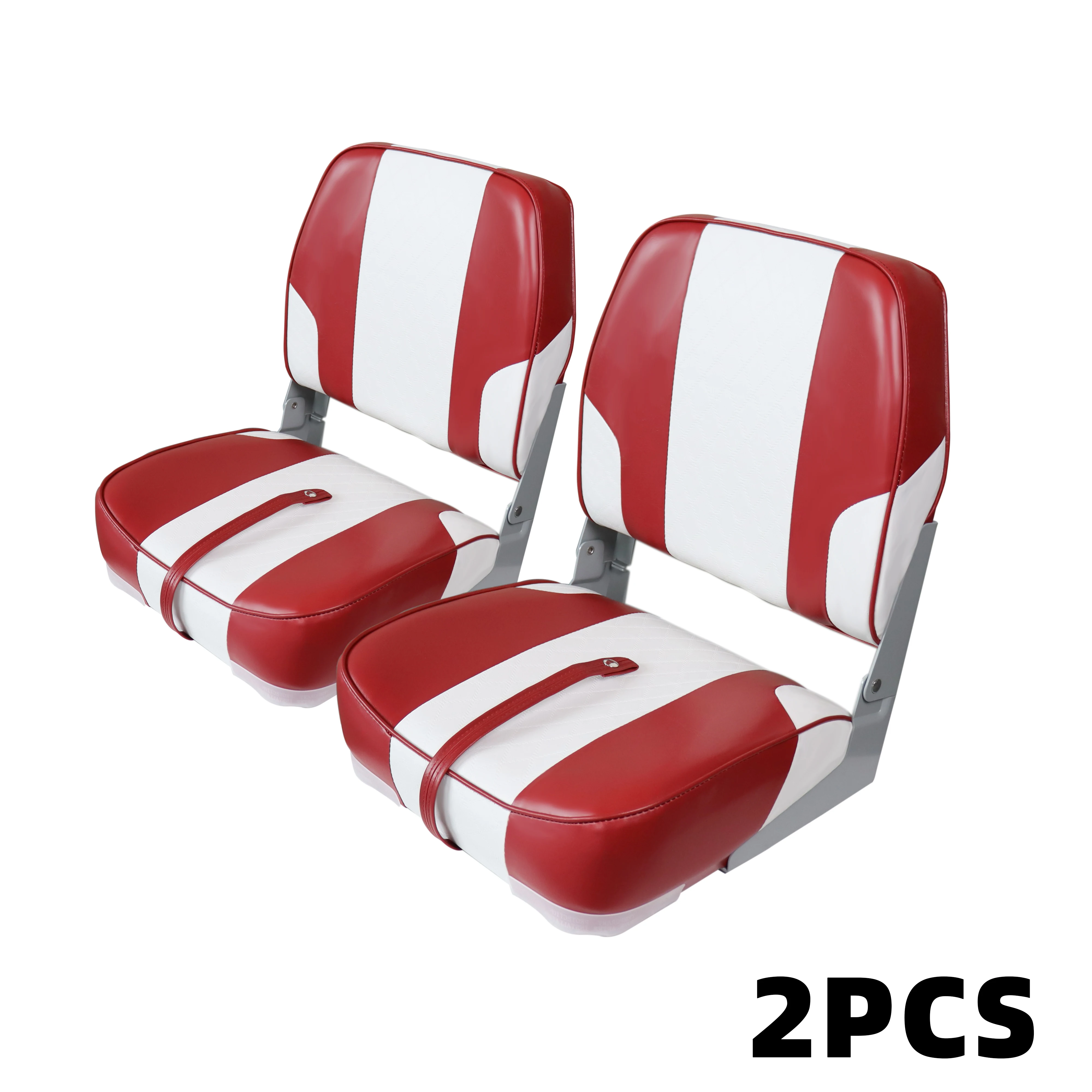 2PCS Low Back Boat Seat with Stainless Steel Screws, Aluminum Hinges & Thick Soft Cushion Waterproof White And Blue White And Dark Gray White And Red Fishing Boat Seats for Boat Accessories Marine Seat for Yacht, Canoe, Captain Chair Speedboat