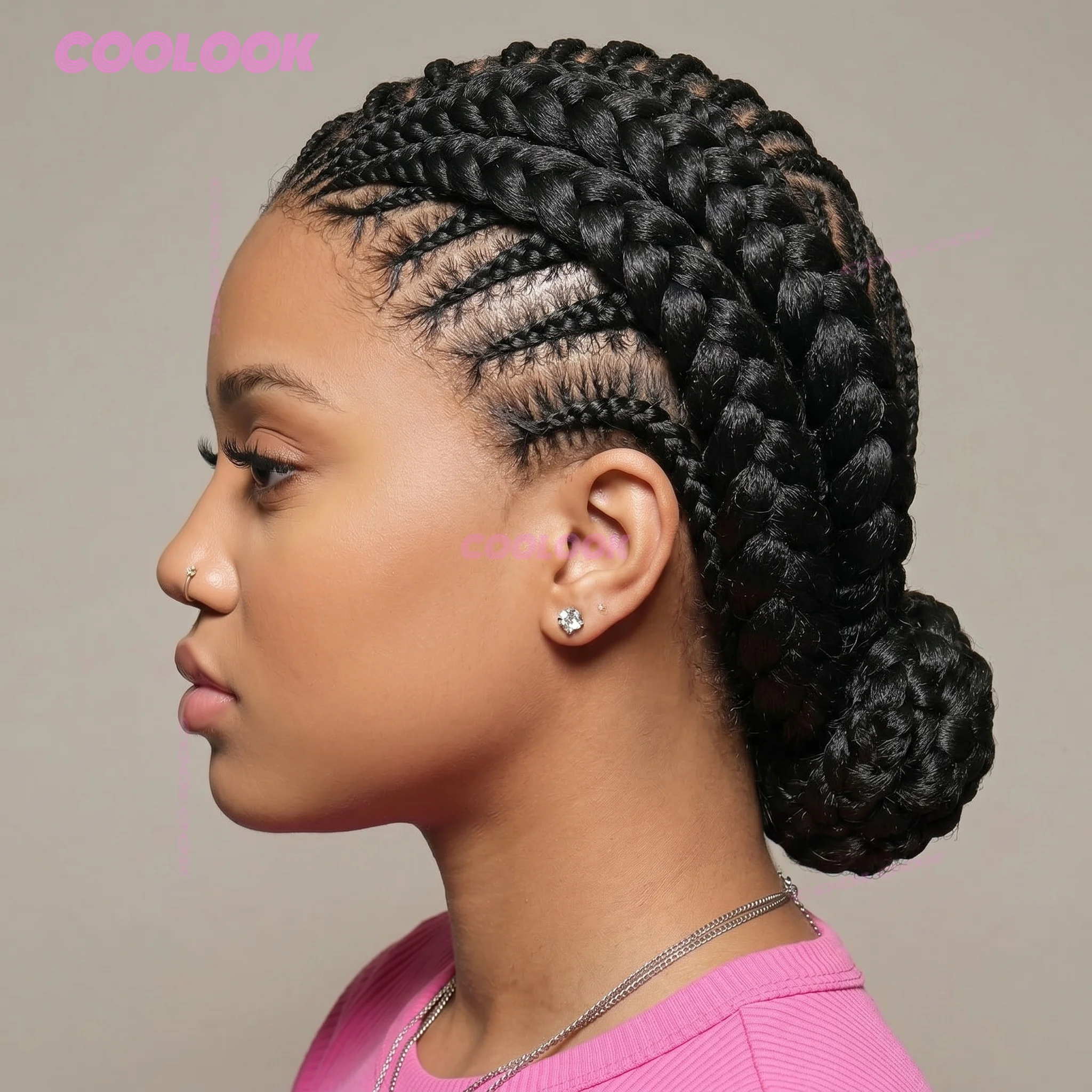 Klebefreie Cornrow Geflochtene Dutt-Perücke Synthetische Vollspitzen-Geflochtene Perücken für Frauen Anfängerfreundlich mit Wechselnden Cornrows – Detail 10