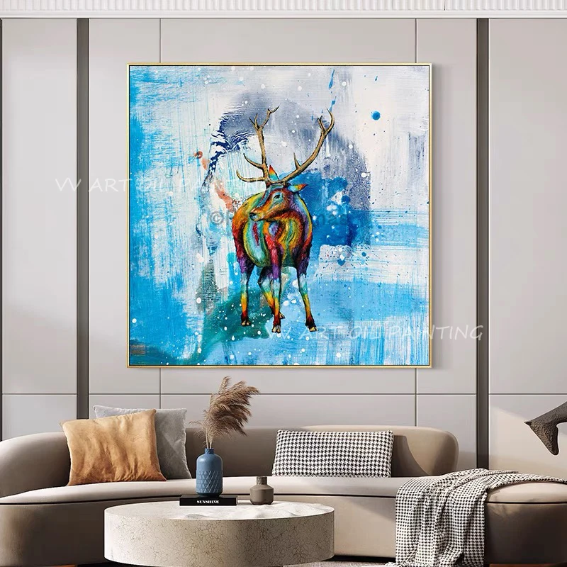 

Deer animal new design 100% handmade oil painting abstract modern canvas wall art sitting room adornment decoration as a gift