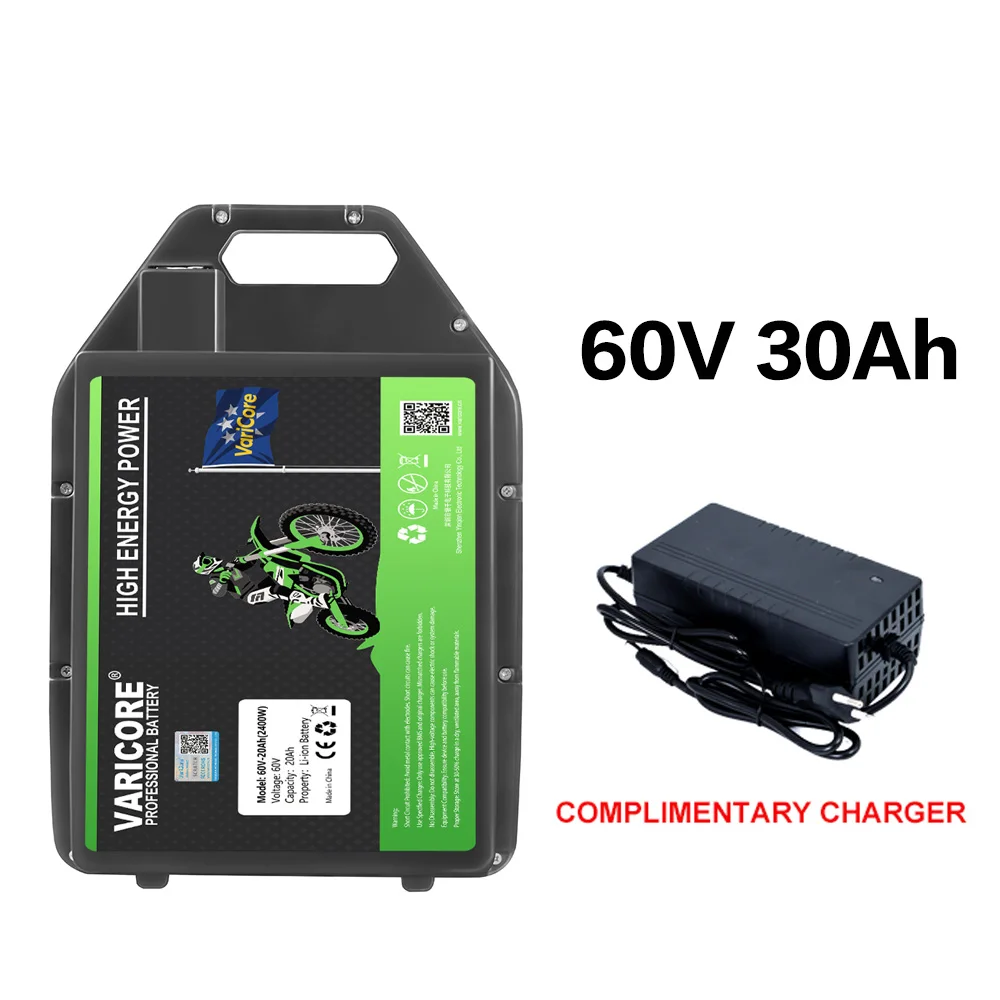 Waterdichte Lithium-batterij VariCore 60V 20Ah 30Ah 16S 18650 met geïntegreerde BMS-beveiliging voor motoren 500W-2400W, hoge veiligheid