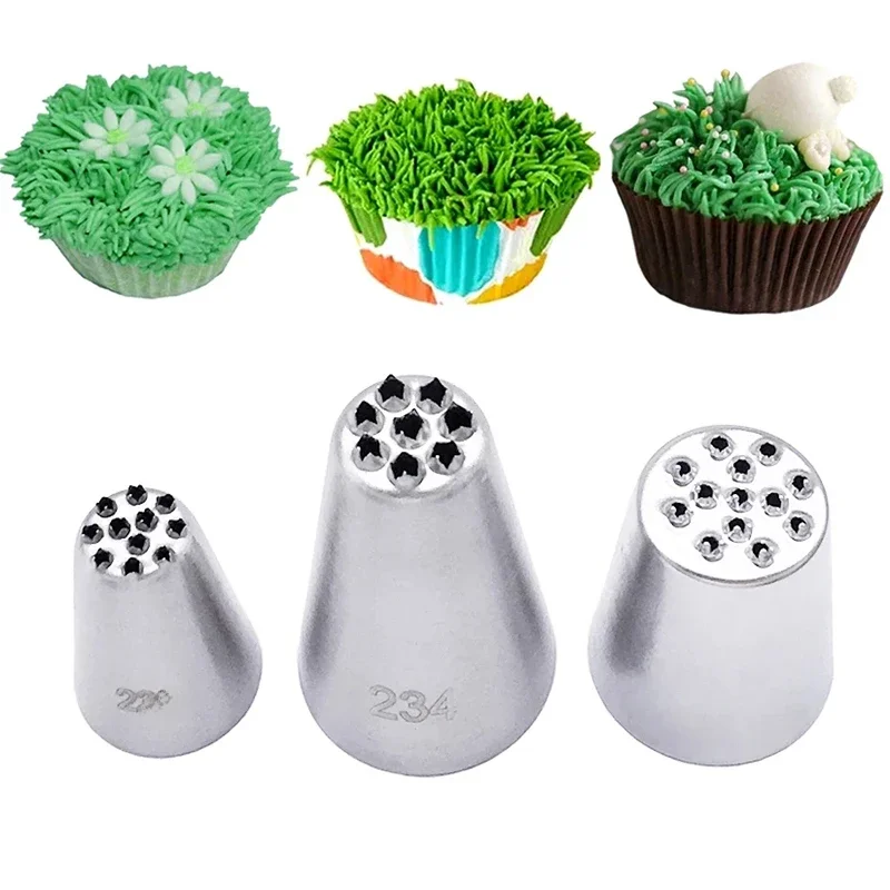Buse de décoration de crème en acier inoxydable, petite buse de crème en forme d'herbe, outils de cuisson, buses de glaçage de crème d'herbe, outil de pâtisserie, 1/3 pièces