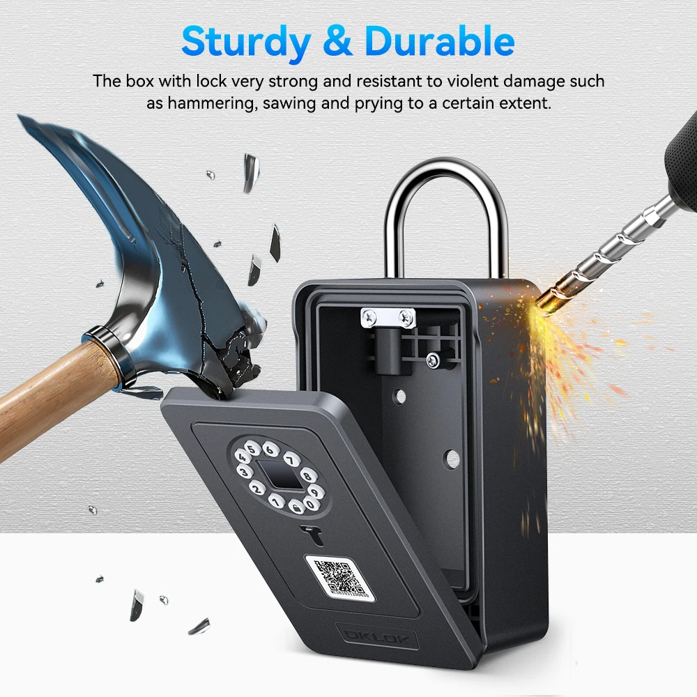 Elecpow Smart Key Box Fingerprint Password Safe Deposit Box Wall Mounted Lockbox Bluetooth Connection Works with OKLOK APP