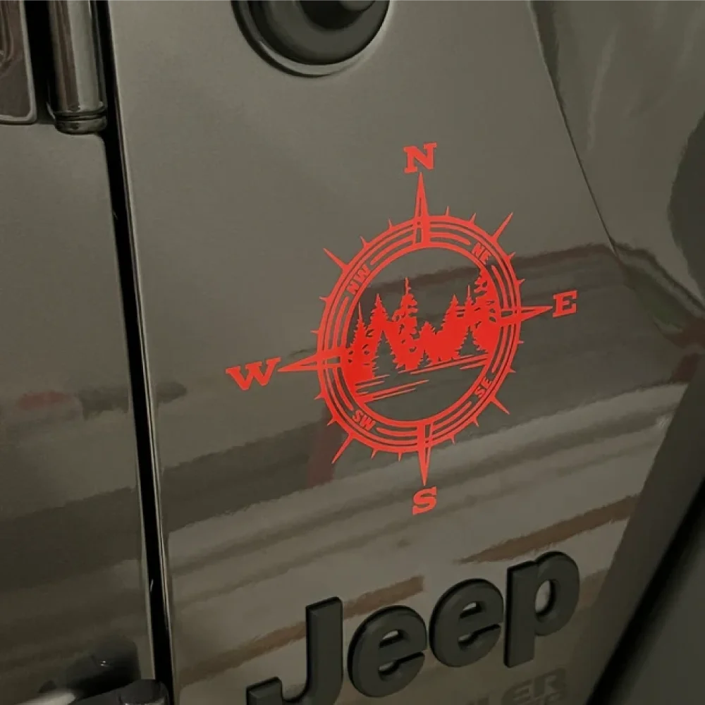 Compass and Trees Car Stickers Outdoors Vinyl Decals Waterproof Colourfast Decorate Accessories for SUV,Laptop,bicycle