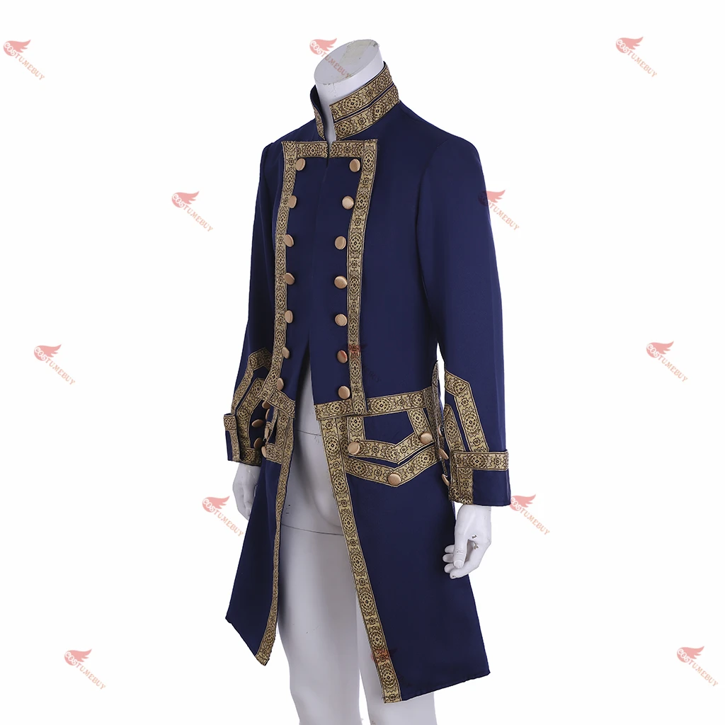 Costume de Cosplay Prince Nobility pour Homme, Manteau Imbibé, Veste Blazer pour Adulte, Tenue de ix, Balle de Scène, Bleu, Vintage, Participé au 19ème Siècle