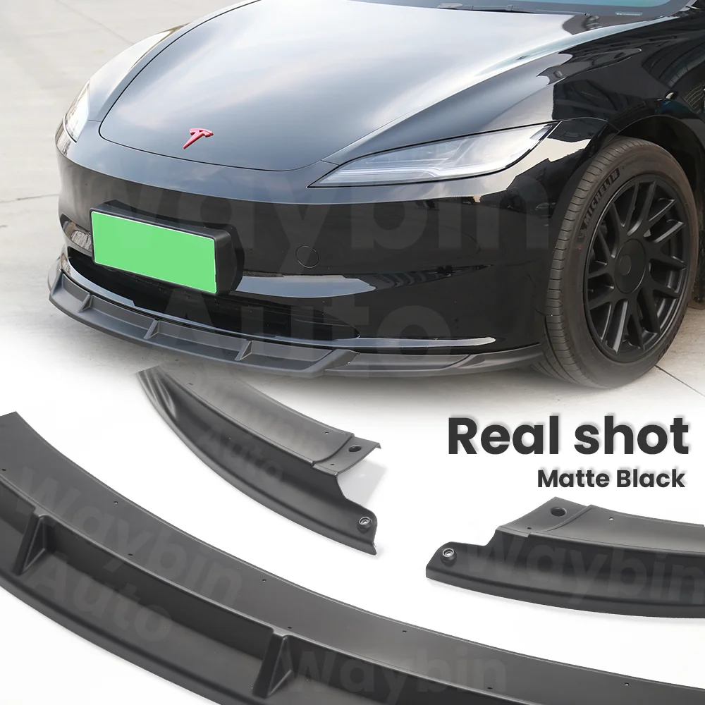 2024 Model 3 Highland Front Lip Tesla Bumper Guard Glossy Black Carbon Fiber DA Style Body Kit Model 3+ Tuning 2023 Accessories