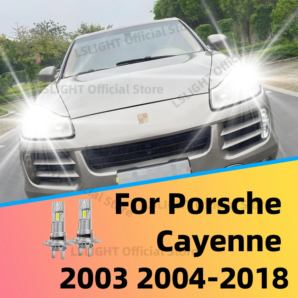 2x LED Headlight High Low Beam Super Bright 6000K For Porsche Cayenne 2003 2004 2005 2006-2018