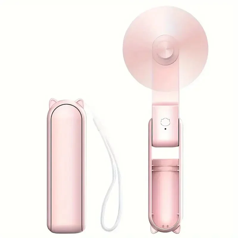 Tragbarer Mini-Ventilator, wiederaufladbar über USB, 3-stufig verstellbar, faltbarer Handventilator, geeignet für Frauen, Reisen, den Einsatz im Freien