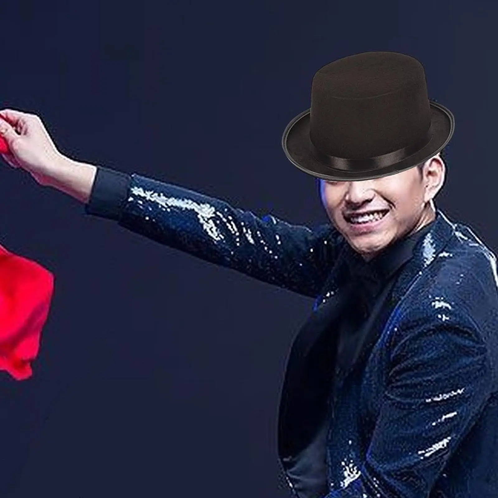 Czarny filcowy cylinder z płaskim wierzchem Formalny kapelusz kostiumowy Fedoras Kapelusz magika