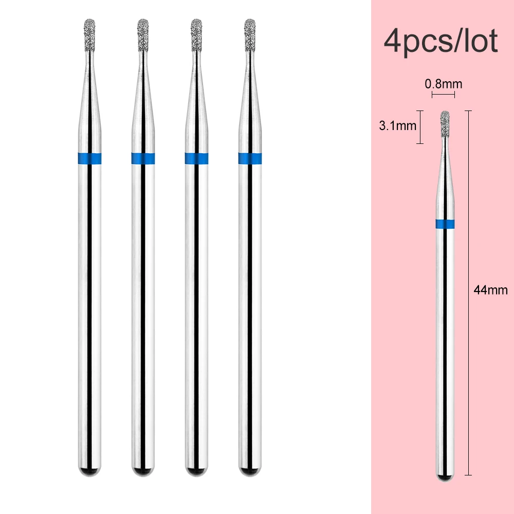 Brocas de diamante para uñas, herramientas de manicura, removedor de cutículas, eléctricas, rusas, 4 piezas