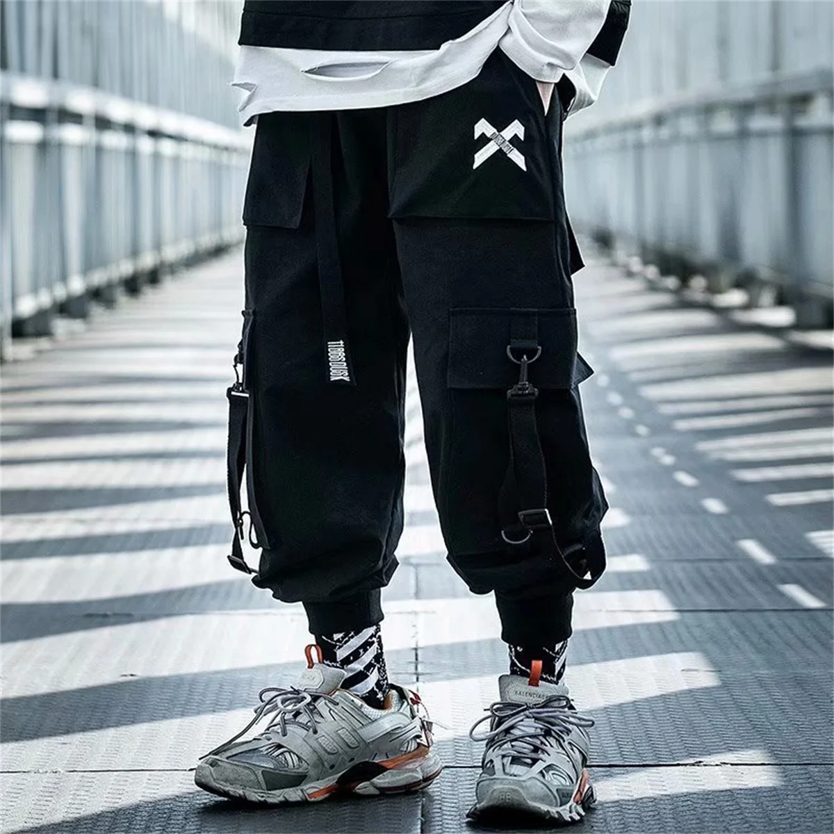 Men's Loose-fit Cargo Pants Trendy Hip Hop Style Embroidered Footwear Autumn/winter Baggy Sweatpants Baggy Pants Sports Girl