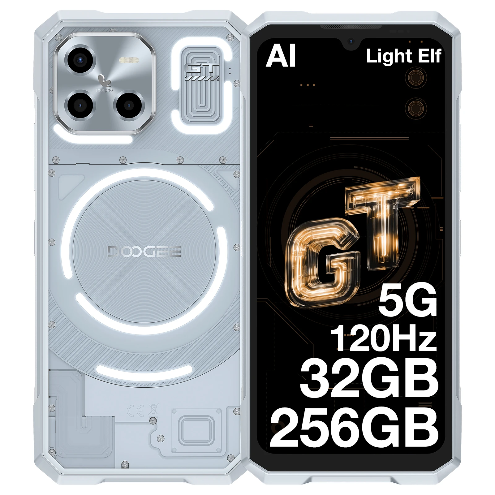 DOOGEE Blade GT Rugged Phone 6.72'' FHD+ 120Hz LED Light Effect 12GB RAM+256GB ROM 5500mAh Battery Android 14 Smartphone NFC