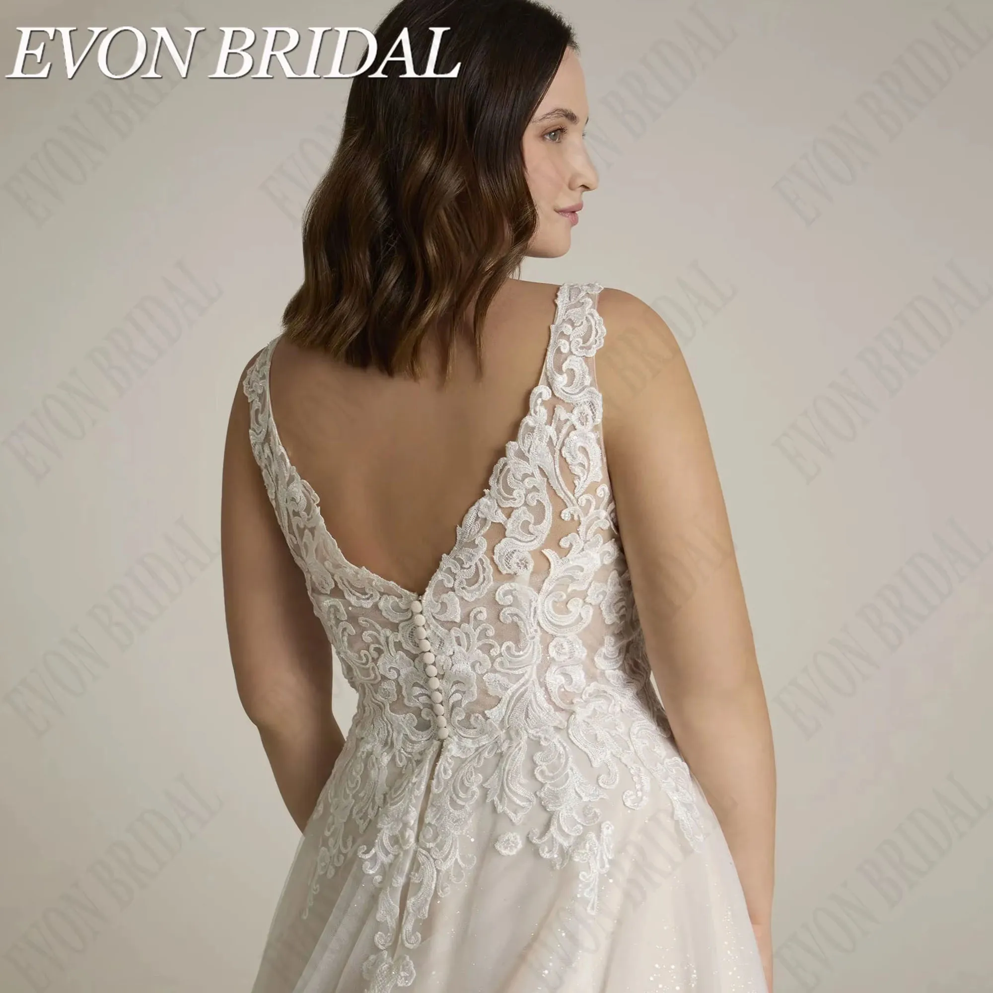 Espumante plus size vestidos de casamento para noiva sem mangas vestidos de noiva a linha applique vestidos de novia personalizado evon nupcial