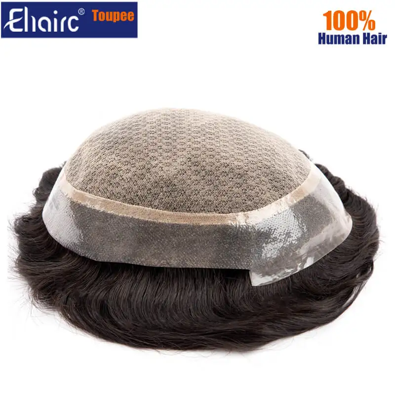 Toupee natural do cabelo humano para homens, camadas duplas, prótese masculina do cabelo, cabelo do plutônio do laço, peruca respirável, Austrália Venda