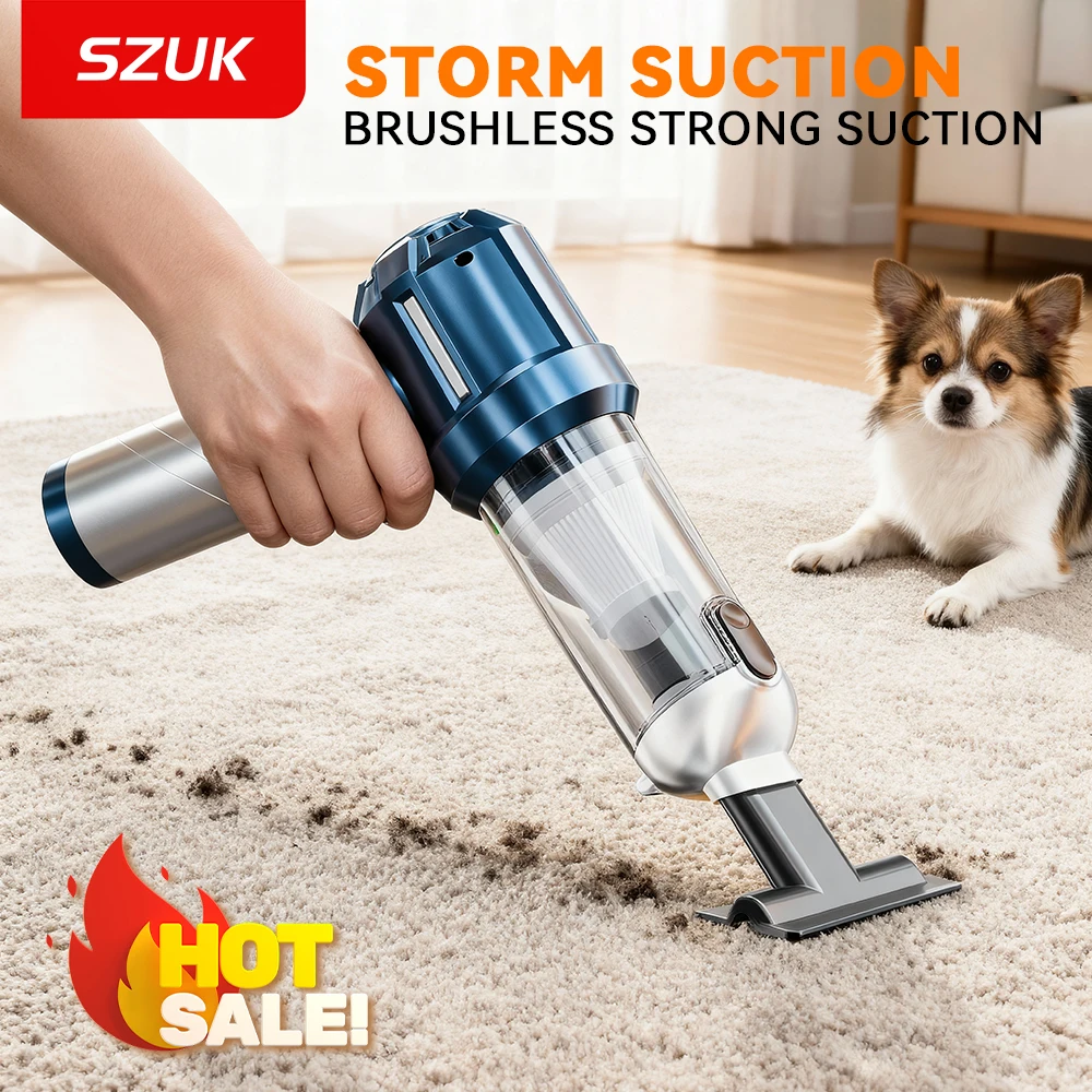 SZUK 2026NEW Mini Car Vacuum Cleaner Strong Suction Cleaning Machine Powerful Wireless Handheld Portable Vacuum Cleaner for Car