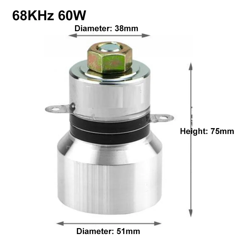 68KHz 60W High Frequency Ultrasonic Cleaner Transducer Vibration Head Piezoelectric Oscillator for Cleaning Machine Plate Box