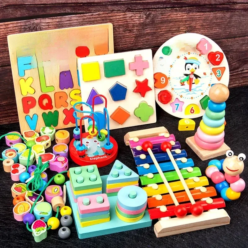 Montessori Holz spielzeug für Kinder 3-6 Jahre Jungen Mädchen Geschenk Kinder Entwicklungs spiele