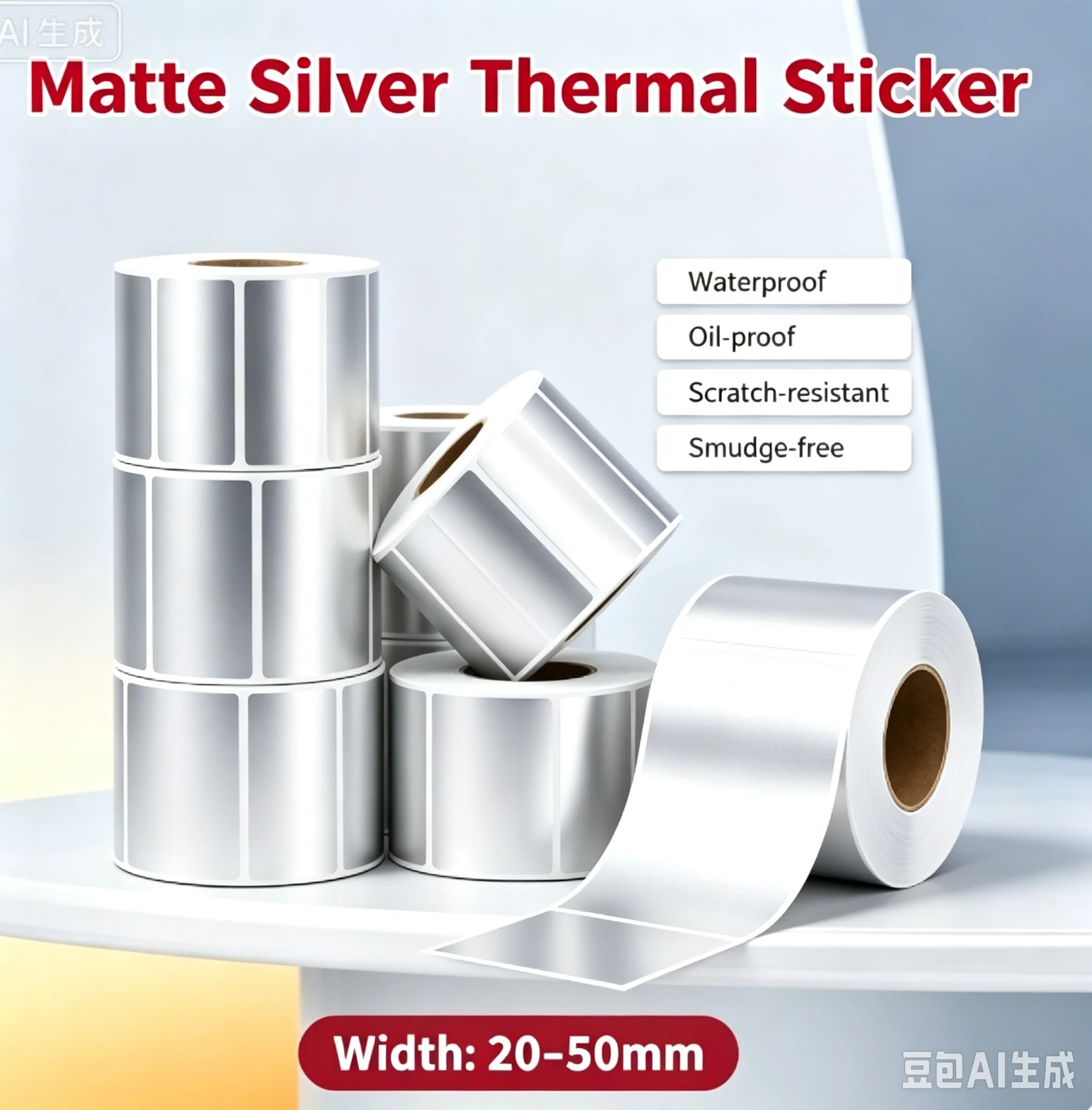 20-50mm Matte Silver Label Sticker Thermal Paper for Munbyn/Nelko Phomemo M220 M200 E210 P50 PM220 DETONG P1 WP9520 Label Maker
