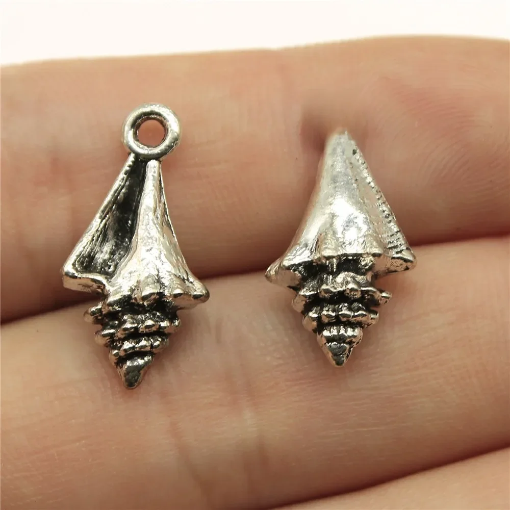 WYSIWYG 10 sztuk 21x11x6mm muszla muszla urok zawieszki do tworzenia biżuterii antyczne srebro kolor muszla muszla zawieszki Charm muszla — zdjęcie 2