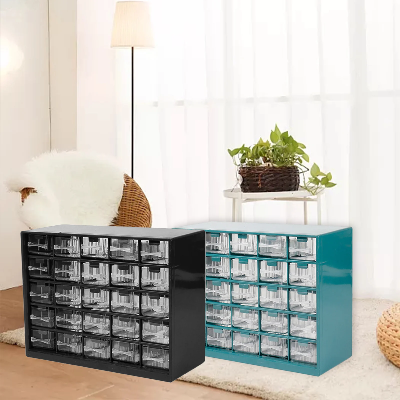 Plastic 25 Drawer Parts Hardware Tool Storage Box with Drawer Tool Storage Cabinet for Crafts Beads