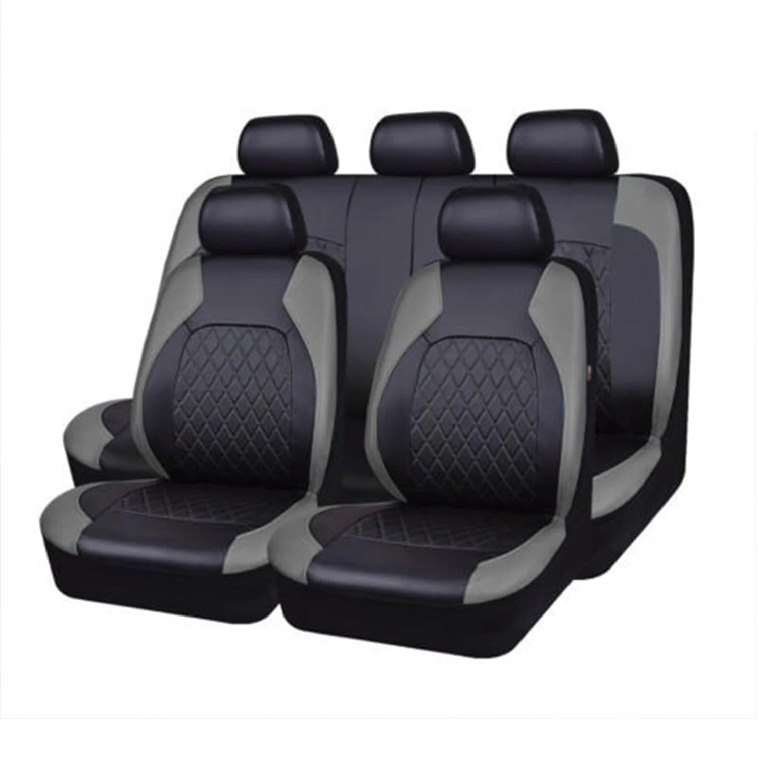 9-teiliges Autositzbezüge-Set, PU-Leder-Sitzschutzbezüge, Komplettset in Universalgröße für vorne und hinten, inklusive Kopfstützenbezügen für die meisten Autos, LKWs, Vans und SUVs. – Detail 1
