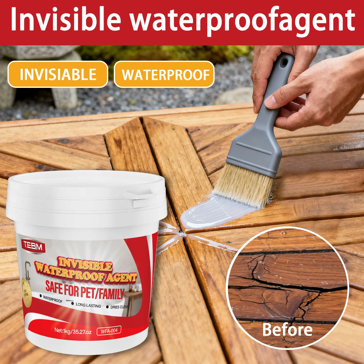 Waterproof Coating Sealant 1kg Transparent Insulating Sealant Invisible Anti-Leakage Adhesive Indoor Outdoor Water Proof Coa
