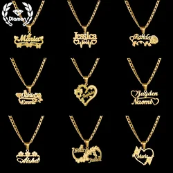 Diamon 50 cm Personalized Custom Name Necklace Stainless Steel Jewelry White Plating Side Chain Pendant for Women Jewelry Gift