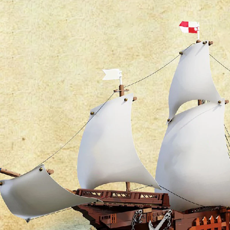 Blocchi di costruzione modello nave pirata Santa Maria, decorazioni desktop fai da te, regali di compleanno per ragazzi e adulti 1497 pezzi