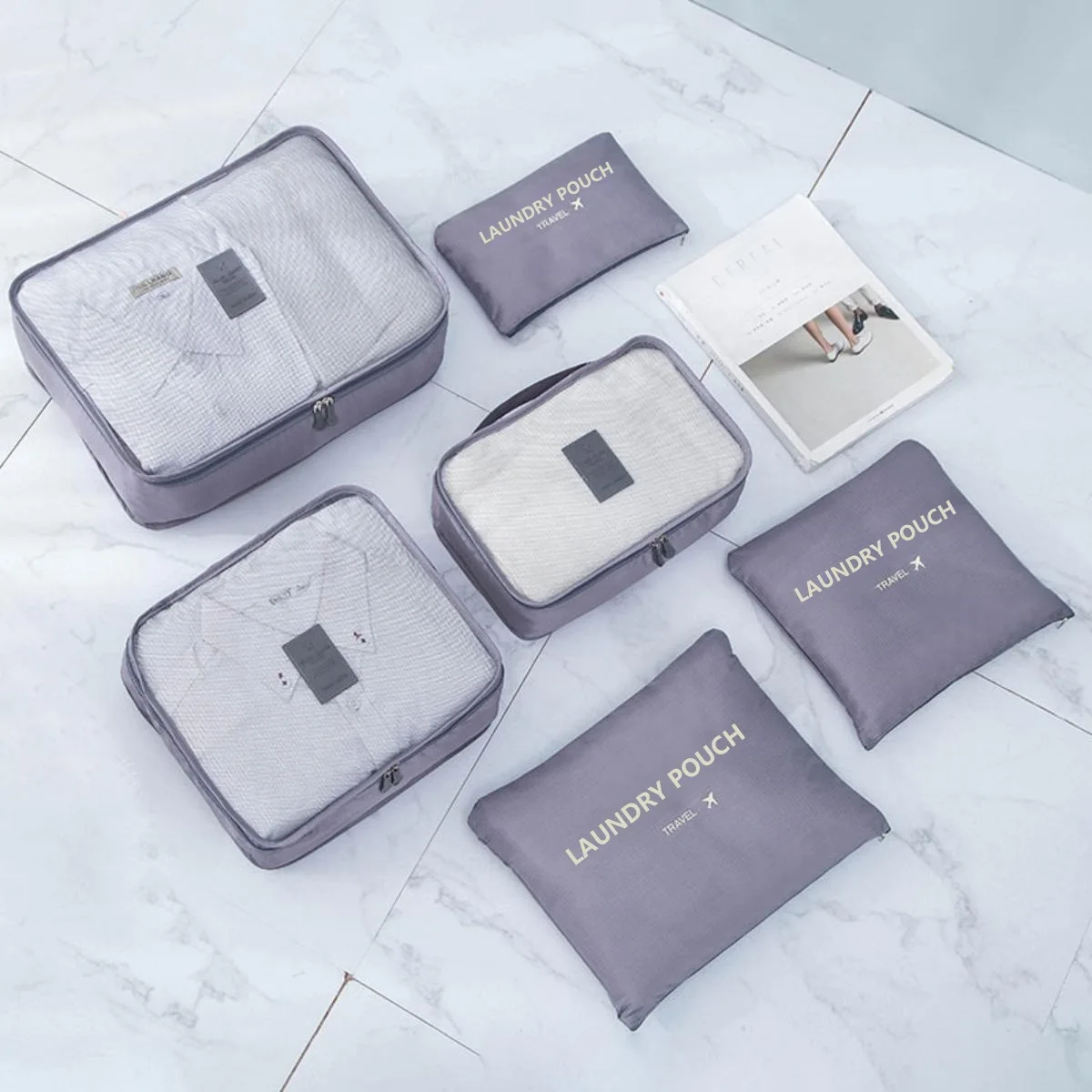 6 قطع مجموعة أكياس تخزين منظم السفر حقيبة أمتعة محمولة منظم الملابس الأحذية مرتبة الحقيبة التعبئة تخزين الحالات #5