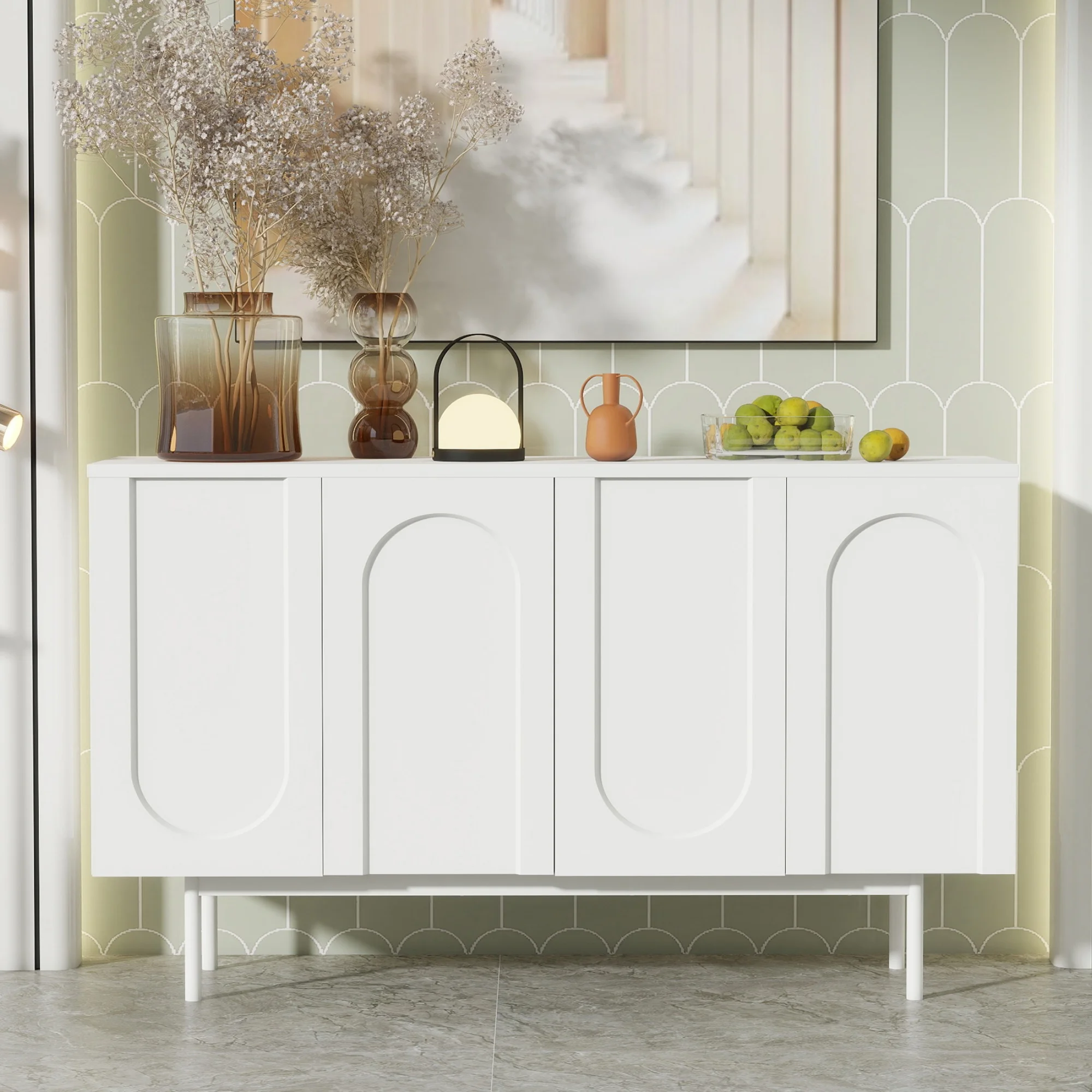 Buffet au design moderne pour salon ou salle à manger, quatre portes et beaucoup de rangements