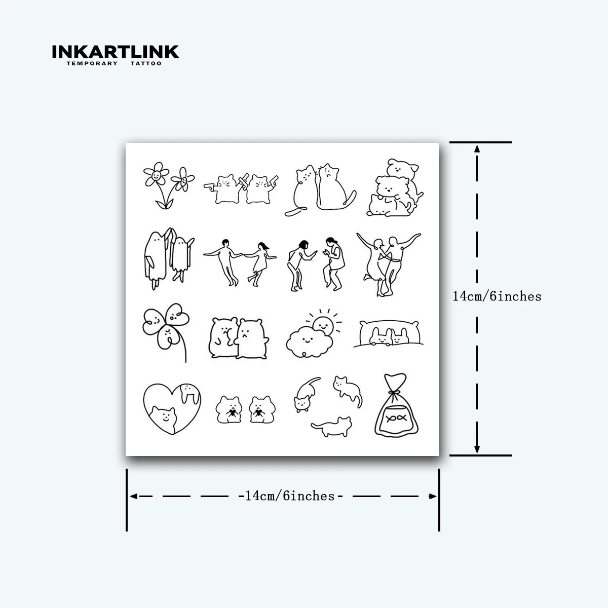 심플하고 귀여운 새끼 고양이 임시 문신, 15 일 지속, 신기술 매직 방수 반영구 스티커