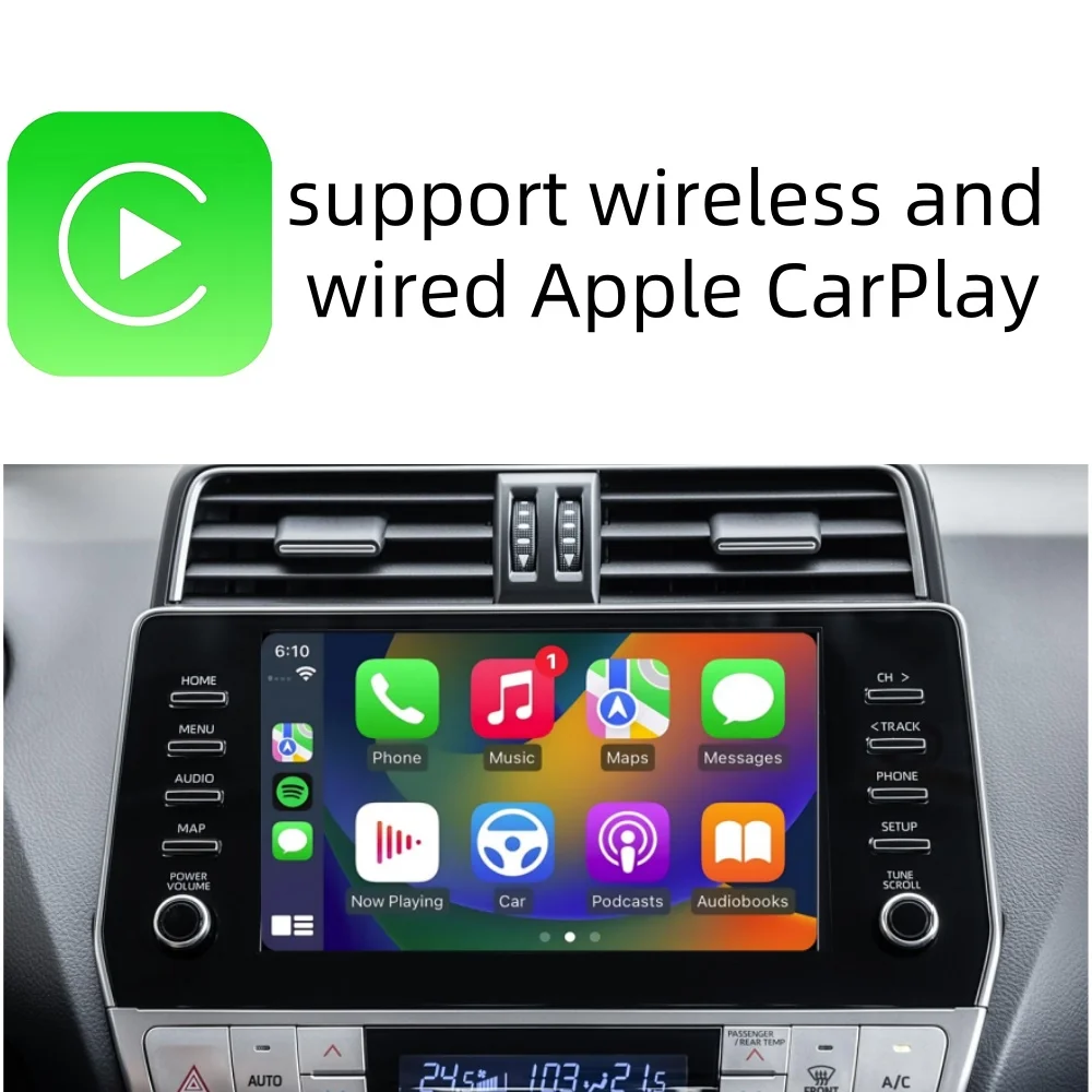 Apple CarPlay Toyota Land Cruiser Prado Wireless Android Auto Add Reverse Camera Interface Box iPhone AutoLink Mirroring