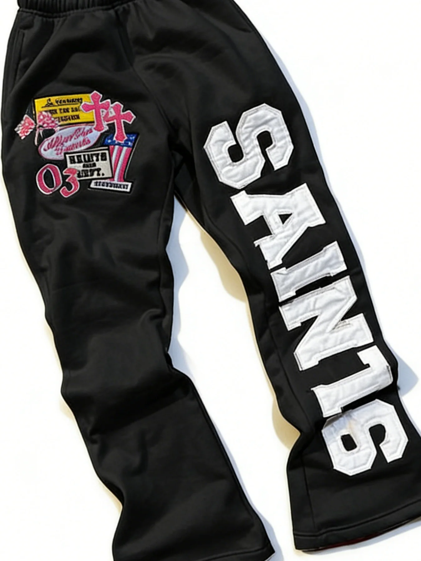 

Men's sweatpants with heavyweight loose wide legs and high-waist oversized embroidered sweatpants