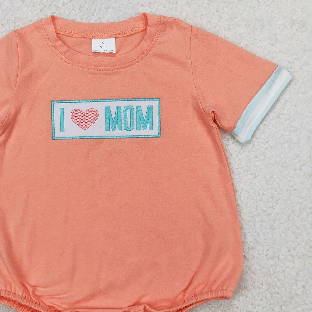 SR2949 Baby Boys Summer Rompers Embroidery Baby Infant Boys I LOVE MOM Rompers