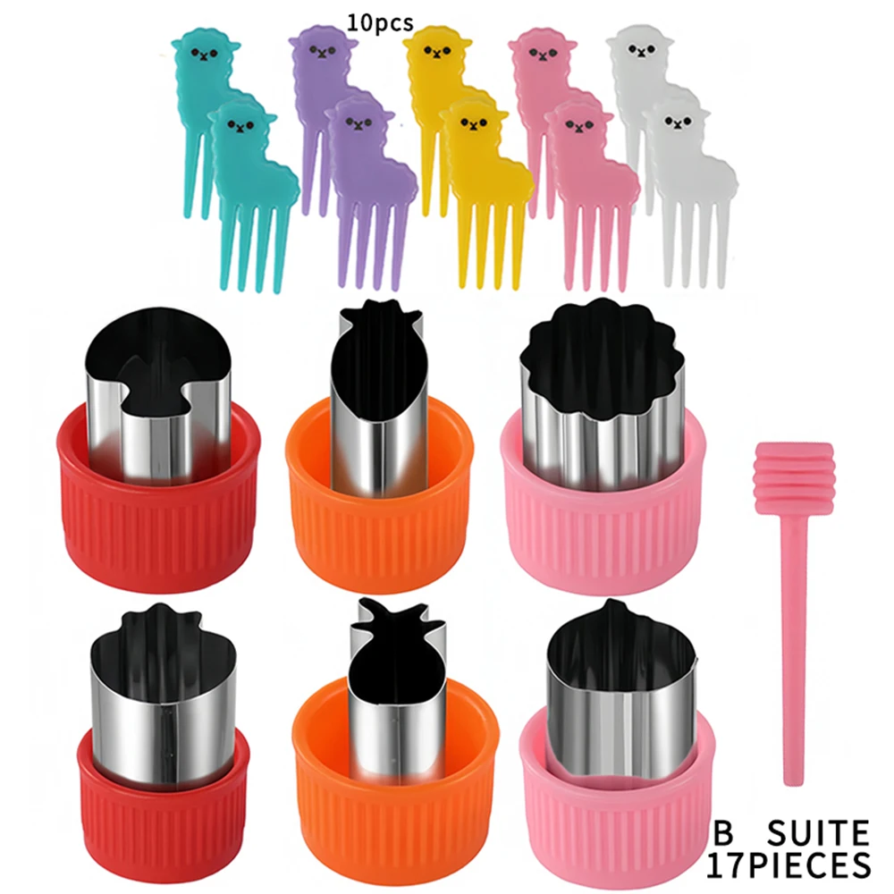 

Набор из 17 машин для резки овощей и фруктов с 10 вилками для фруктов и 1 стержнем для выпуска мини-ножом для резки печенья