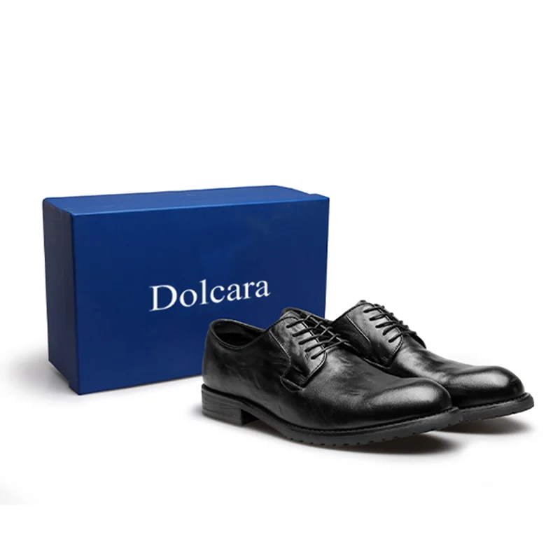 Dolcara leather Derby leather shoes British men's wedding shoes banquet business formal soft sole shoes manual anti-slip shoe