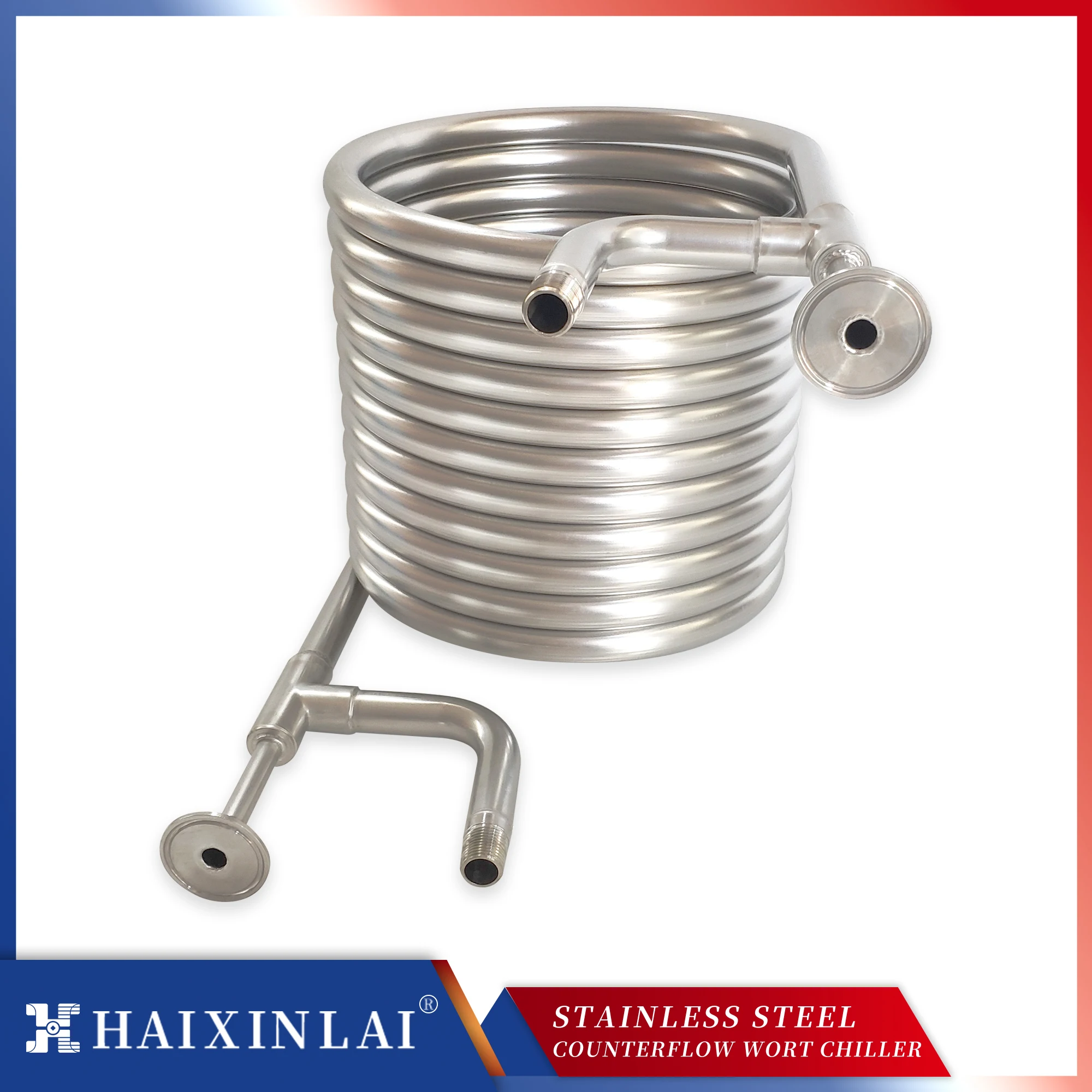 

1/2 "BSPT 1.5" TC Stainless Steel Counterflow Wort Chiller, Beer Brewing, Homebrew, Beer & Wine Making, Brewing Equipment